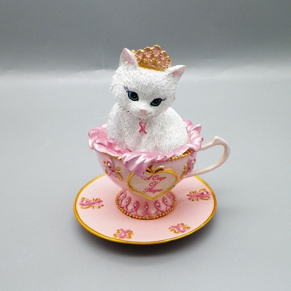 A Cup of Hope Kitten in Tea Cup Purr-fectly Hopeful Collection White Cat